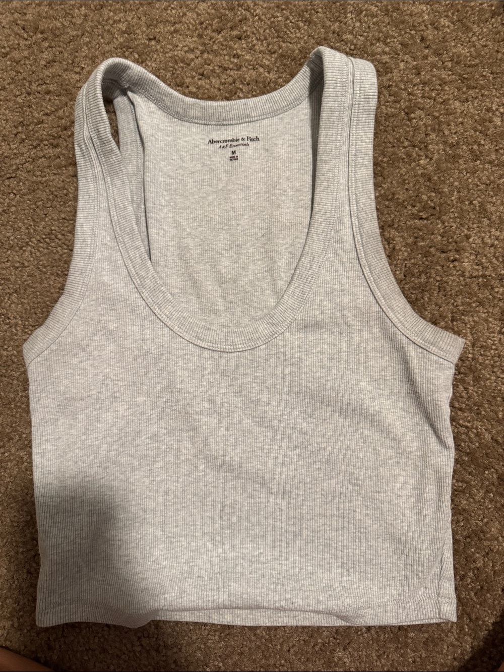 Abercrombie & Fitch Light Gray Ribbed Scoop Tank